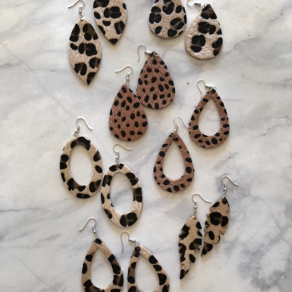 Faux fur animal print earrings
